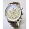 Breitling Navitimer Chrono White Steel Leather Strap Watch