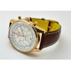 Breitling Navitimer Chrono White Rose Gold Leather Strap Watch