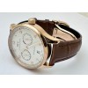 I W C Portuguese Power Reserve Rose Gold White Dial Leather Strap Swiss Automatic Watch