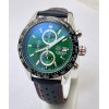 TAG HEUER CARRERA CALIBRE GREEN BLACK LEATHER STRAP WATCH