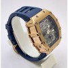 Richard Mille RM11 Rose Gold Blue Rubber Strap Swiss Automatic Watch