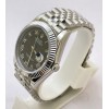 Rolex Date-Just Roman Mark Black Steel Swiss ETA Automatic 2836 Valjoux Movement Watch