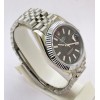 Rolex Date-Just Stick Mark Black Steel Swiss ETA Automatic 2836 Valjoux Movement Watch