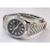 Rolex Date-Just Stick Mark Black Steel Swiss ETA Automatic 2836 Valjoux Movement Watch