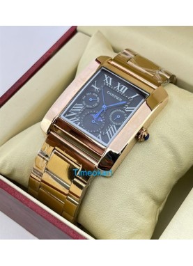 Cartier Tank Day-Date Moon Phase Black Rose Gold Watch
