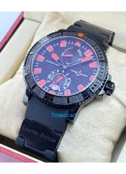 Ulysse Nardin Marine Diver Black Sea Rubber Strap Swiss Automatic Watch