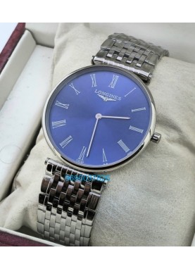 Longines Elegance La Grande Diamond Mark Blue Steel Watch