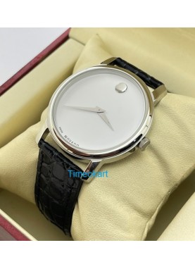 Movado Ultra Slim 2 Steel White Leather Strap Watch