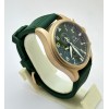 I W C Pilot Chronograph Day-Date Rose Gold Green Rubber Strap Watch