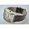 Franck Muller Square Master Steel Color Dreams Roman Mark Leather Strap Watch