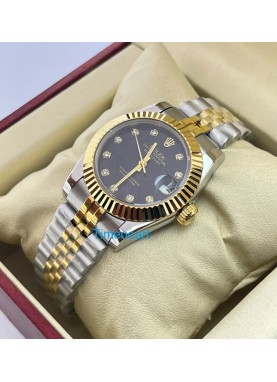 Rolex Datejust Diamond Marker Black Dual Tone Swiss Automatic Ladies Watch